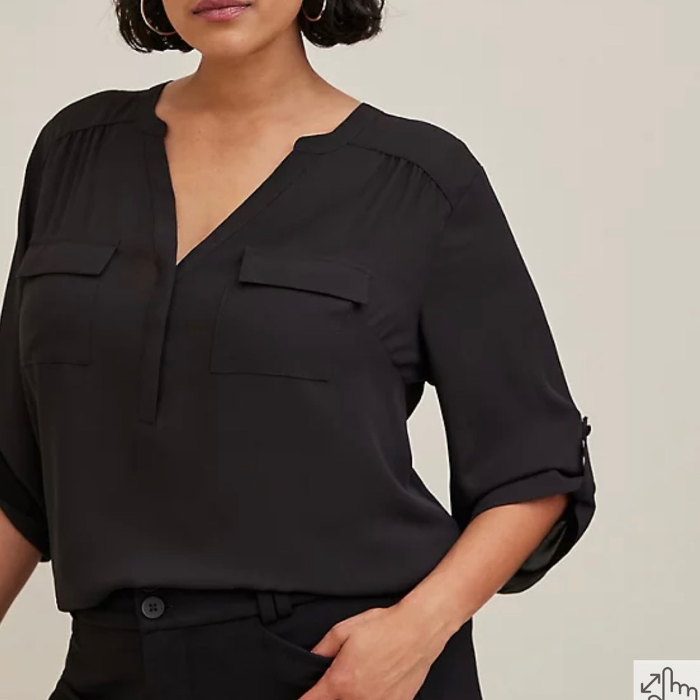 HARPER GEORGETTE PULLOVER 3/4 SLEEVE BLOUSE
